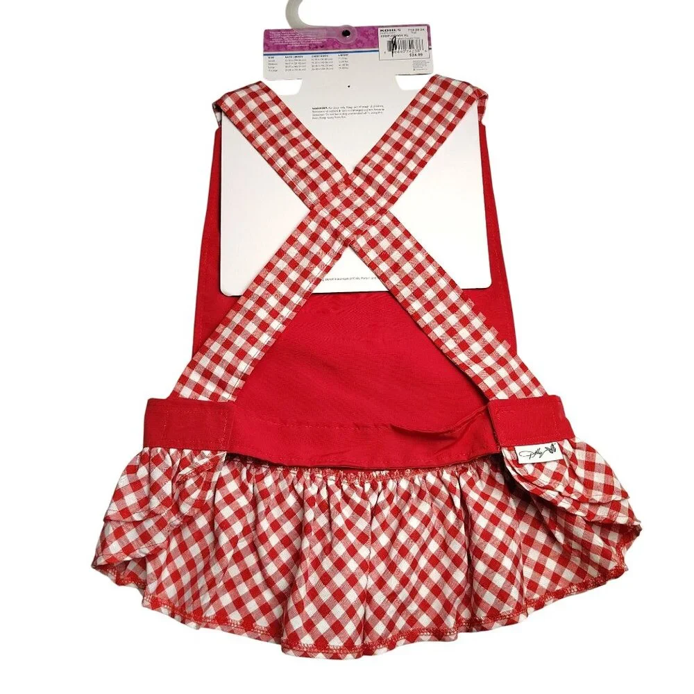 Doggy Parton Dog XL Red and White Gingham Pet Dress